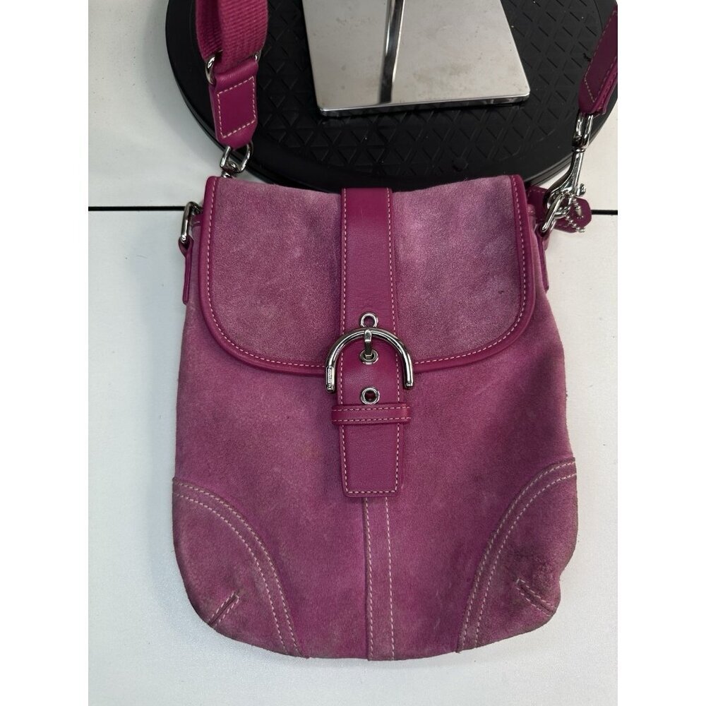 WORN - Coach Soho Bag Pink Suede Crossbody Y2K Vintage - Picture 11 of 12